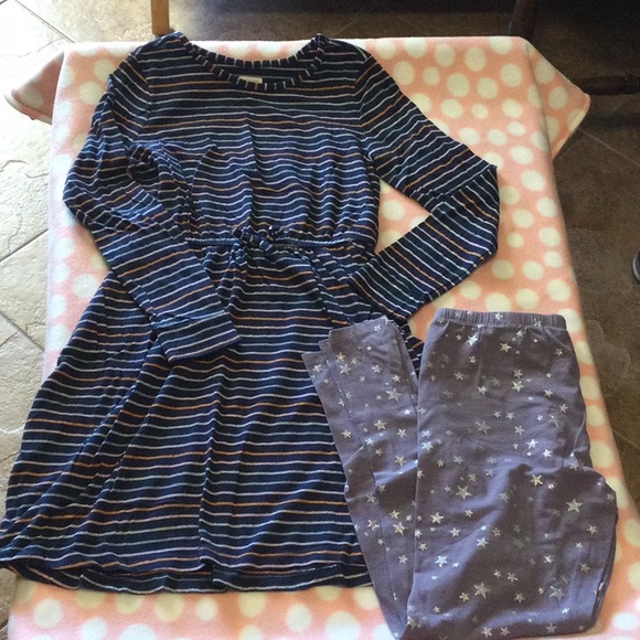 Gymboree Other - Sparkly striped Gymboree 14 dress and Childrens Place 16 starry leggings